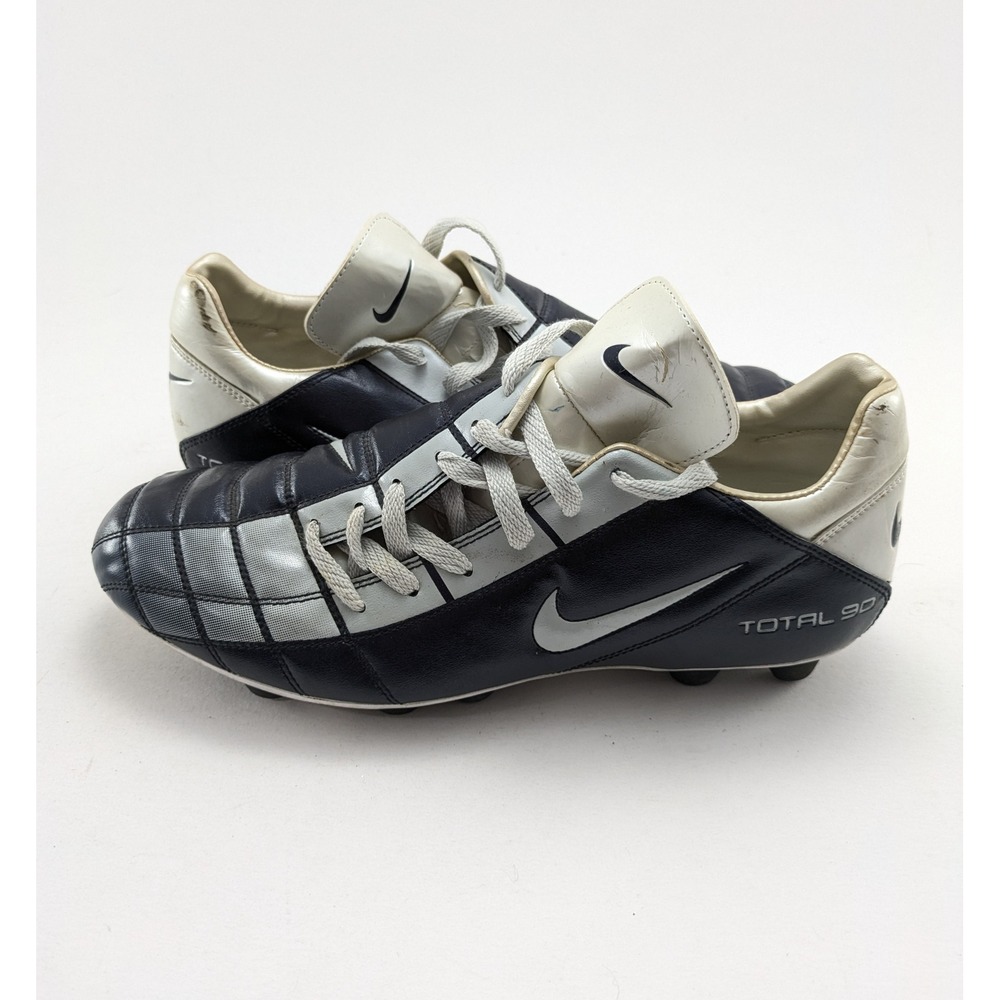 Vintage Mens NIKE TOTAL 90 Strike Blue White Soccer Shoes 306443-412 Size 11